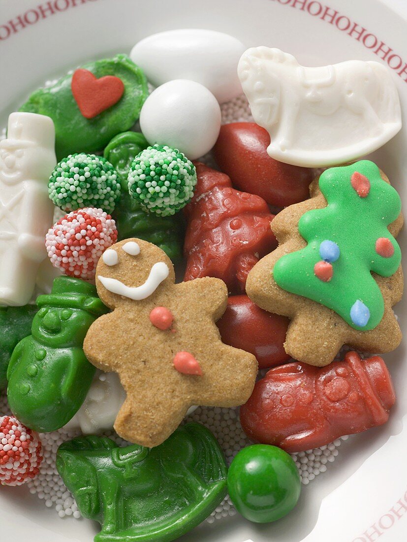 Christmas biscuits and sweets on plate
