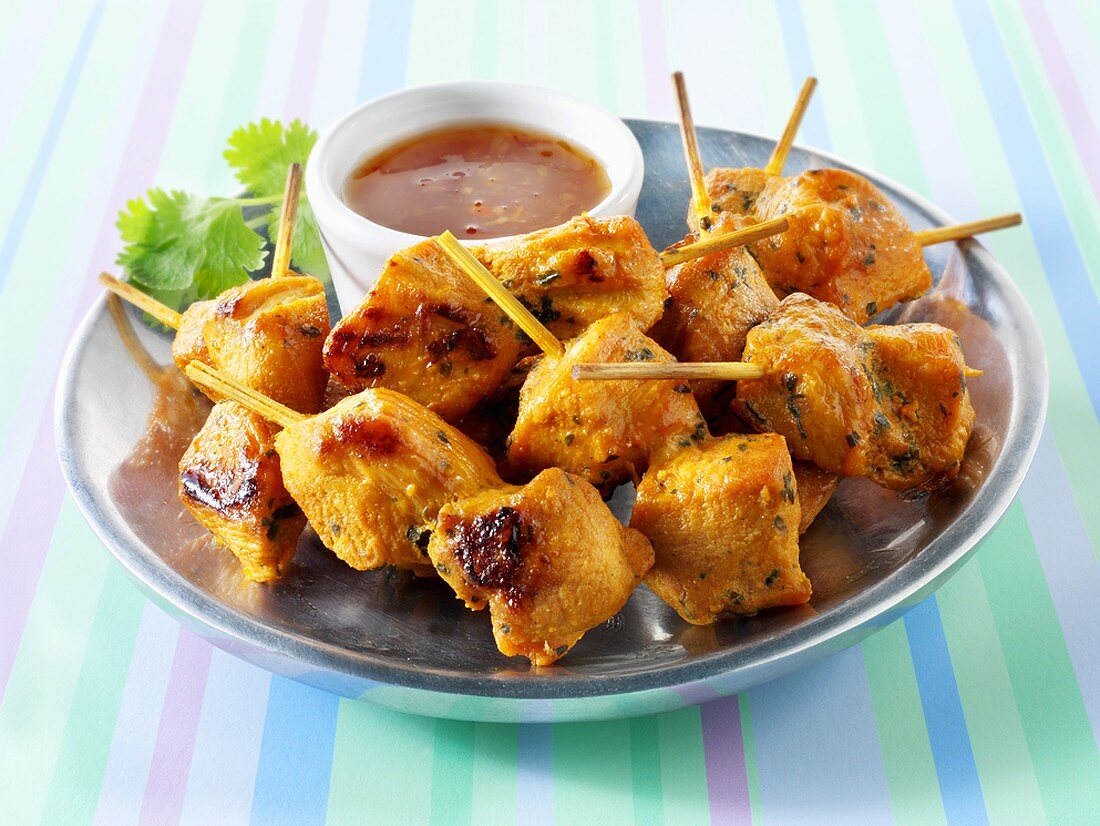 Turkey skewers with chilli dip (Asia)