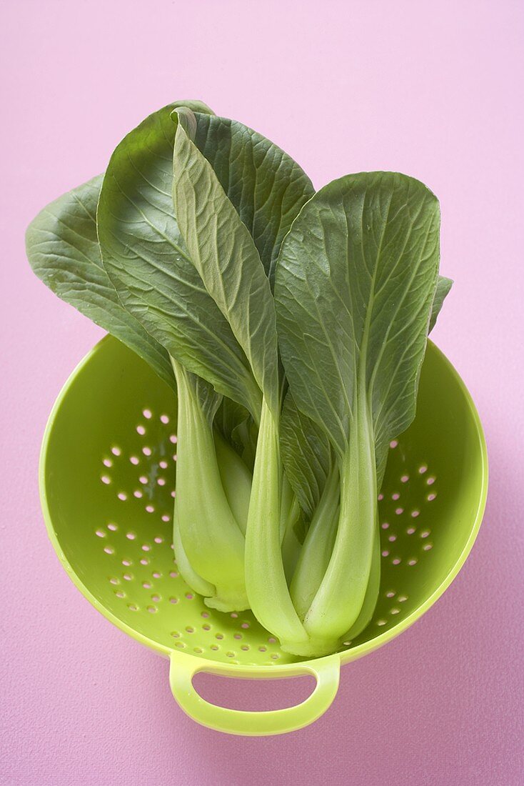 Pak choi in colander