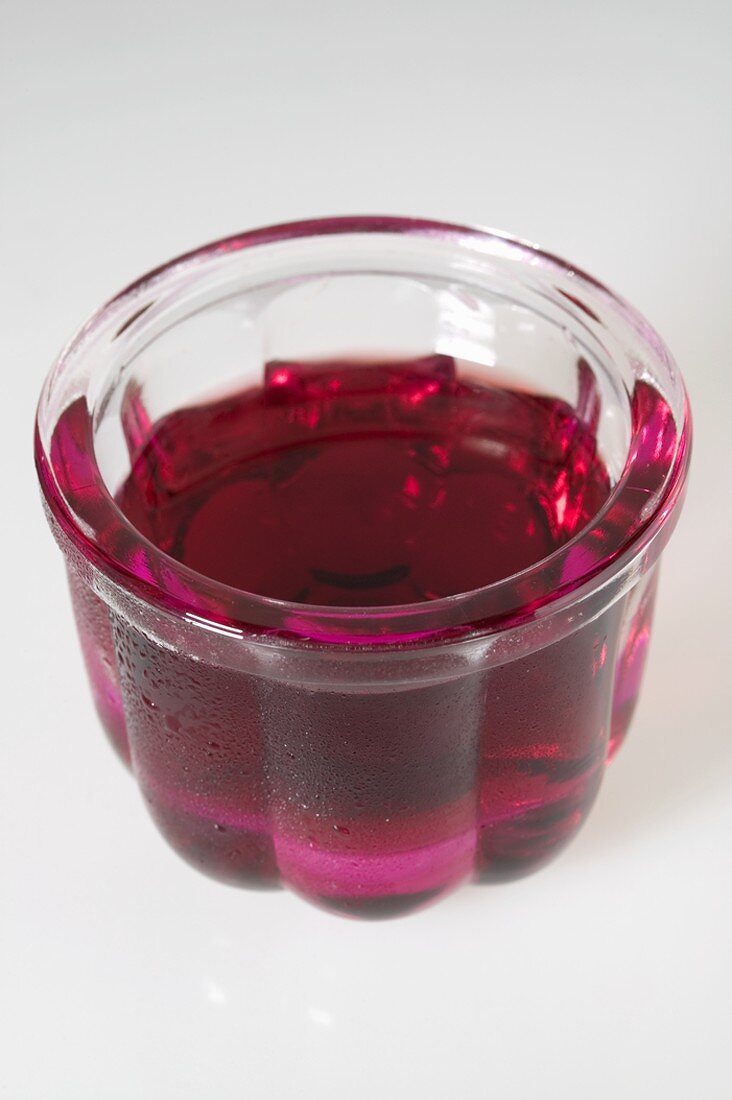 Cherry jelly in small jelly mould