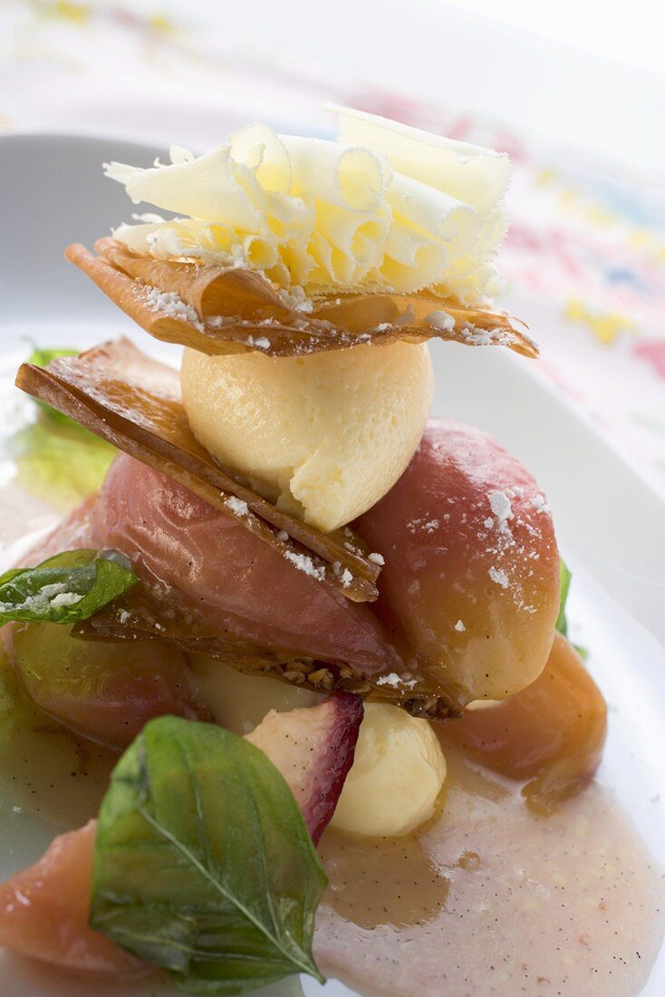 Millefeuilles with apples and white chocolate mousse