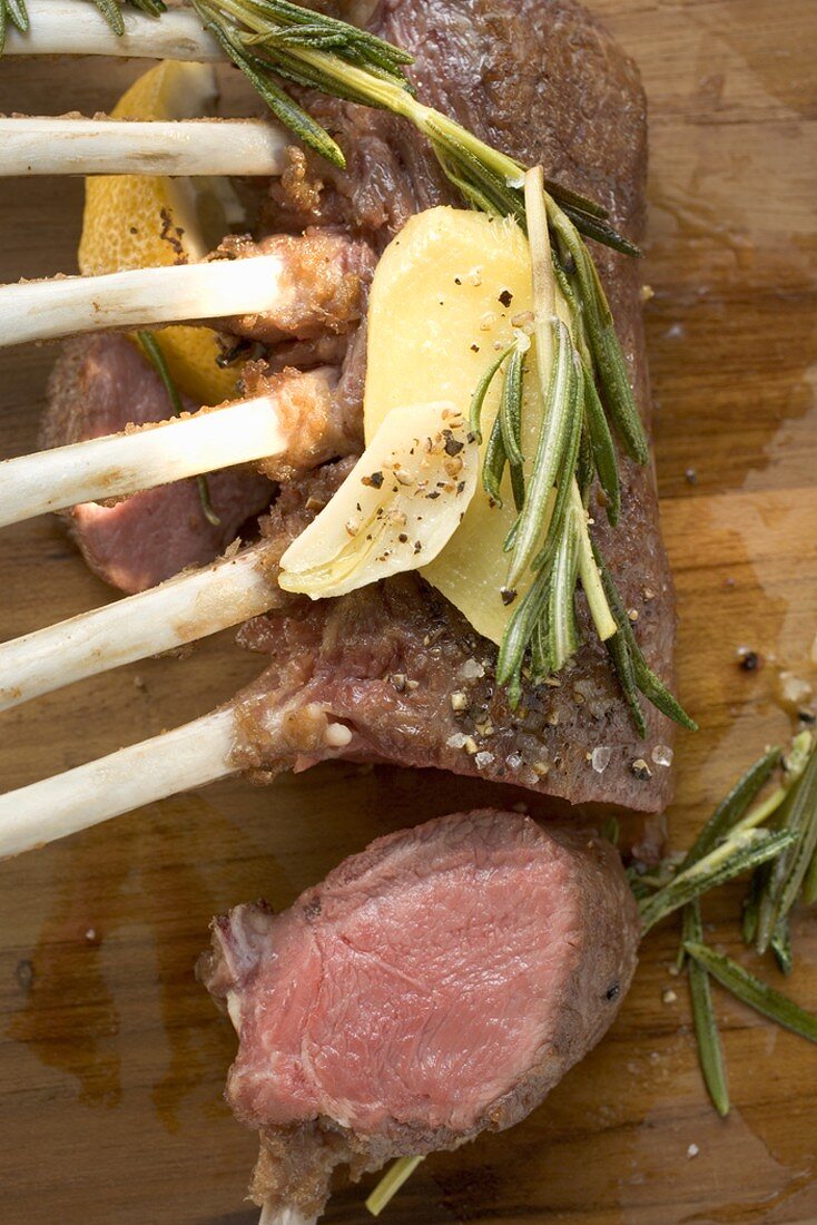 Rack of lamb with garlic and rosemary