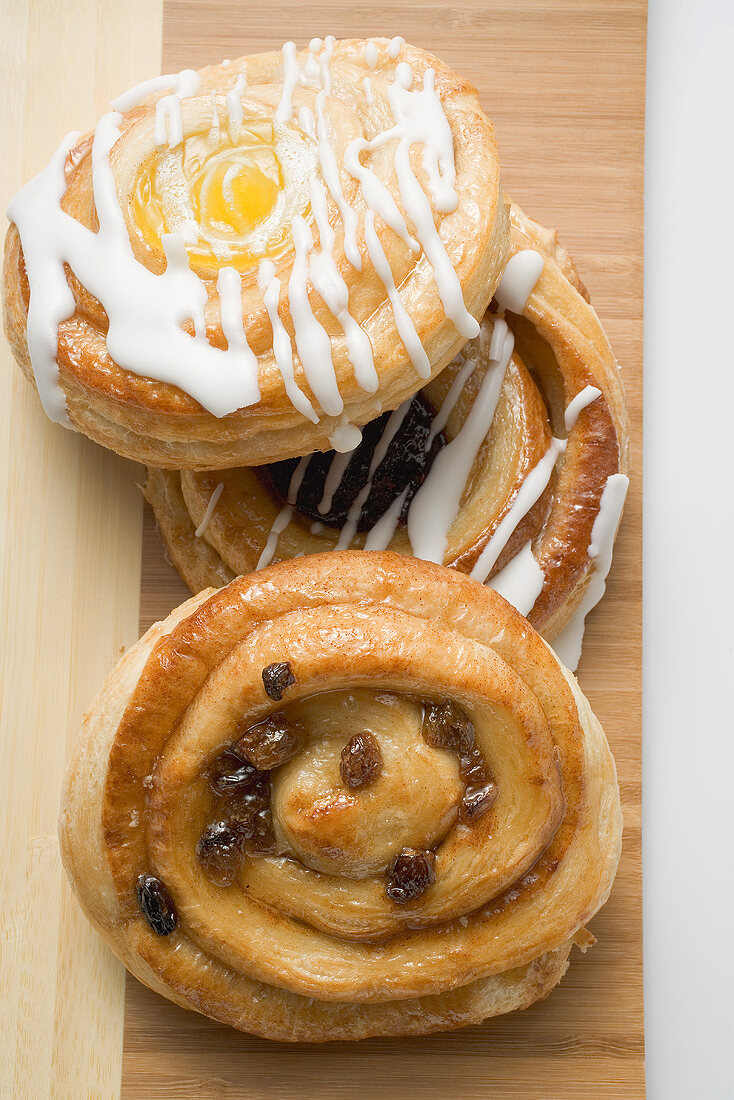Three different Danish pastries