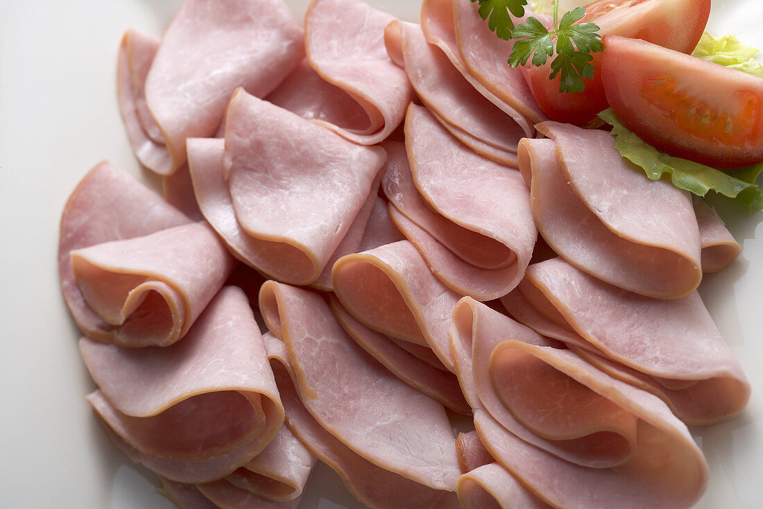 Many slices of ham