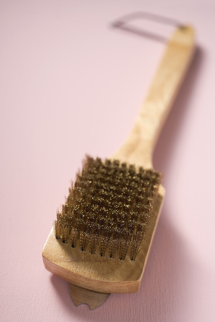 Wire brush for cleaning the barbecue grill rack