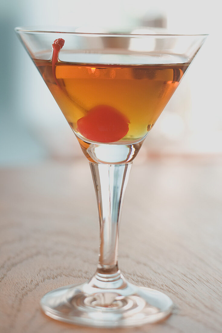 Manhattan with cocktail cherry