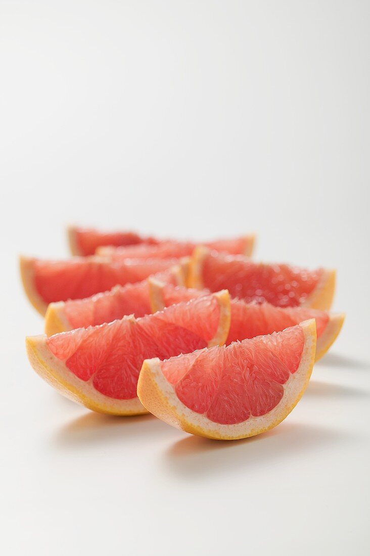 Wedges of pink grapefruit