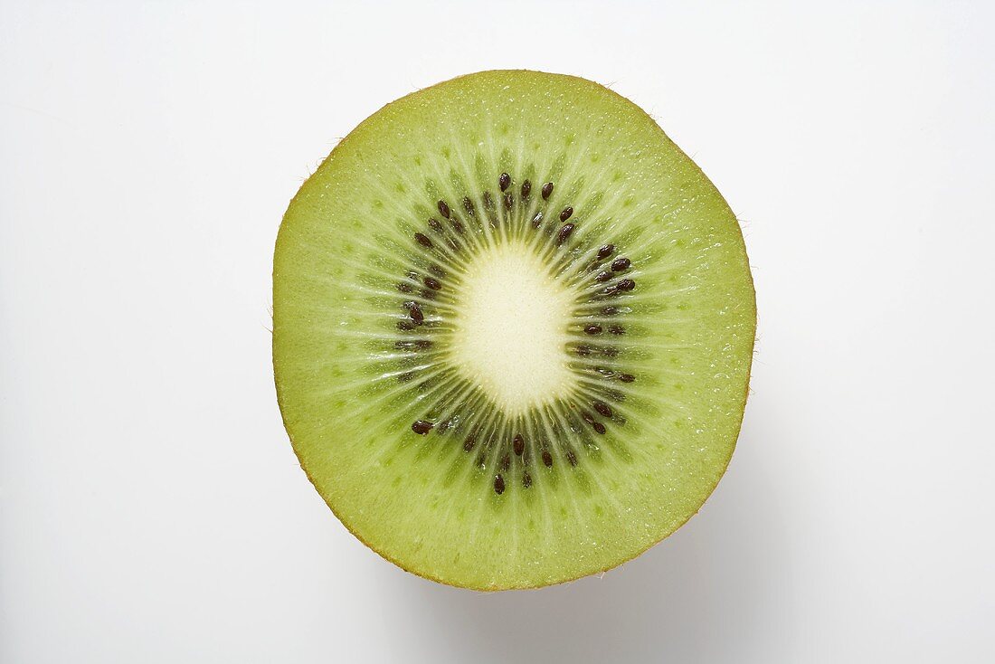 Half a kiwi fruit (cross section) from above