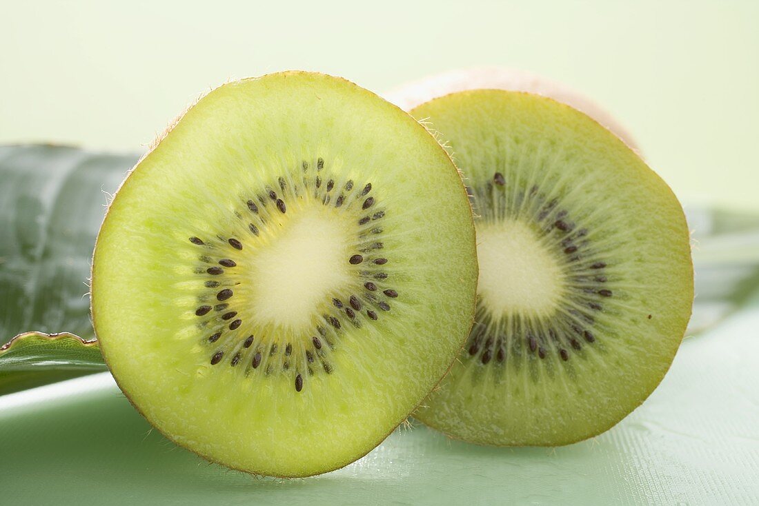 Kiwi fruit, partly sliced