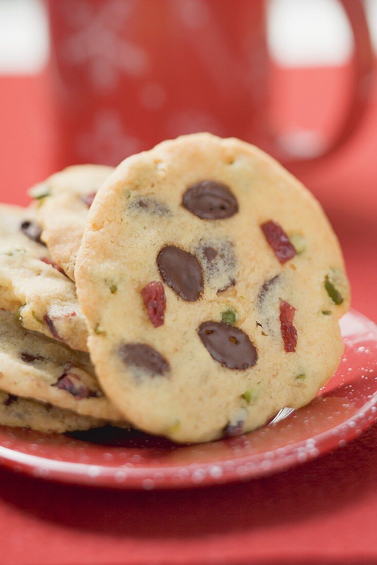 Chocolate Chip Cookies mit Cranberries (weihnachtlich)