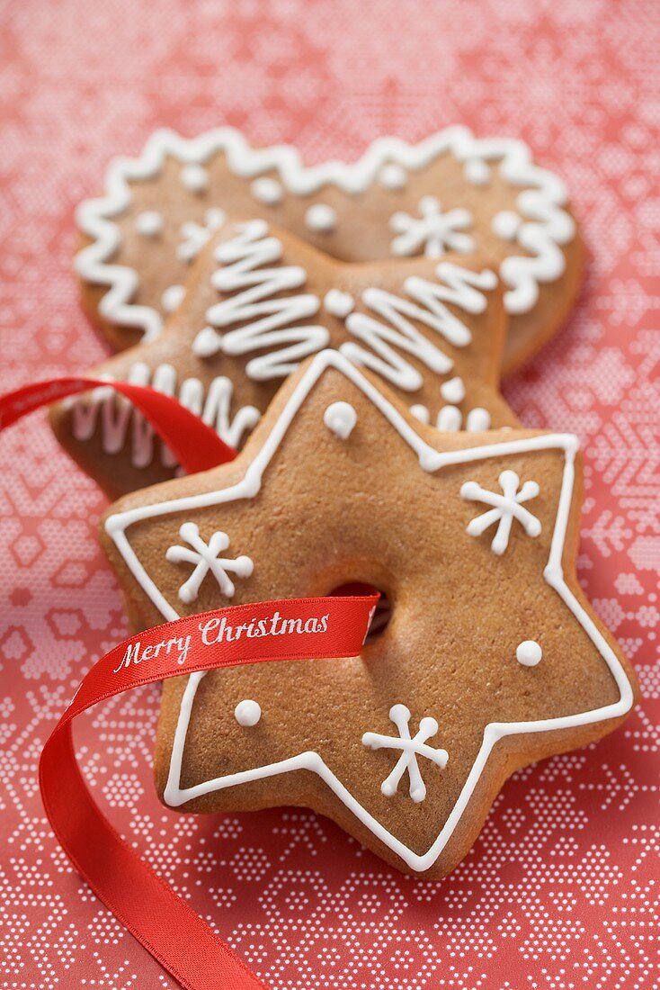 Gingerbread with red ribbon