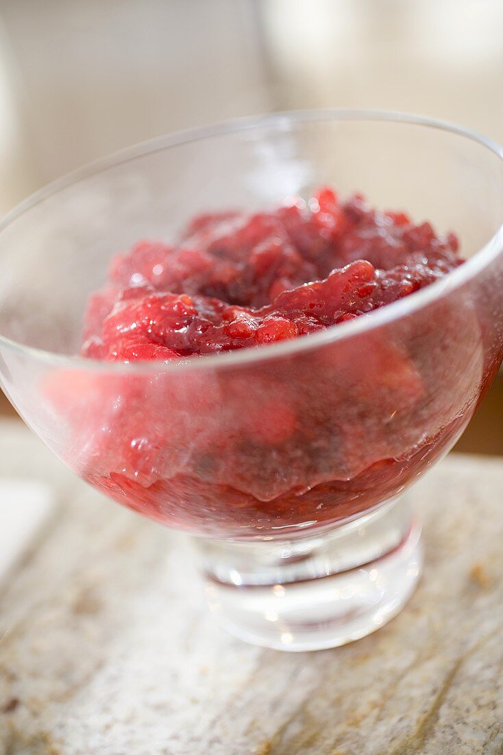 Cranberry sauce in glass bowl