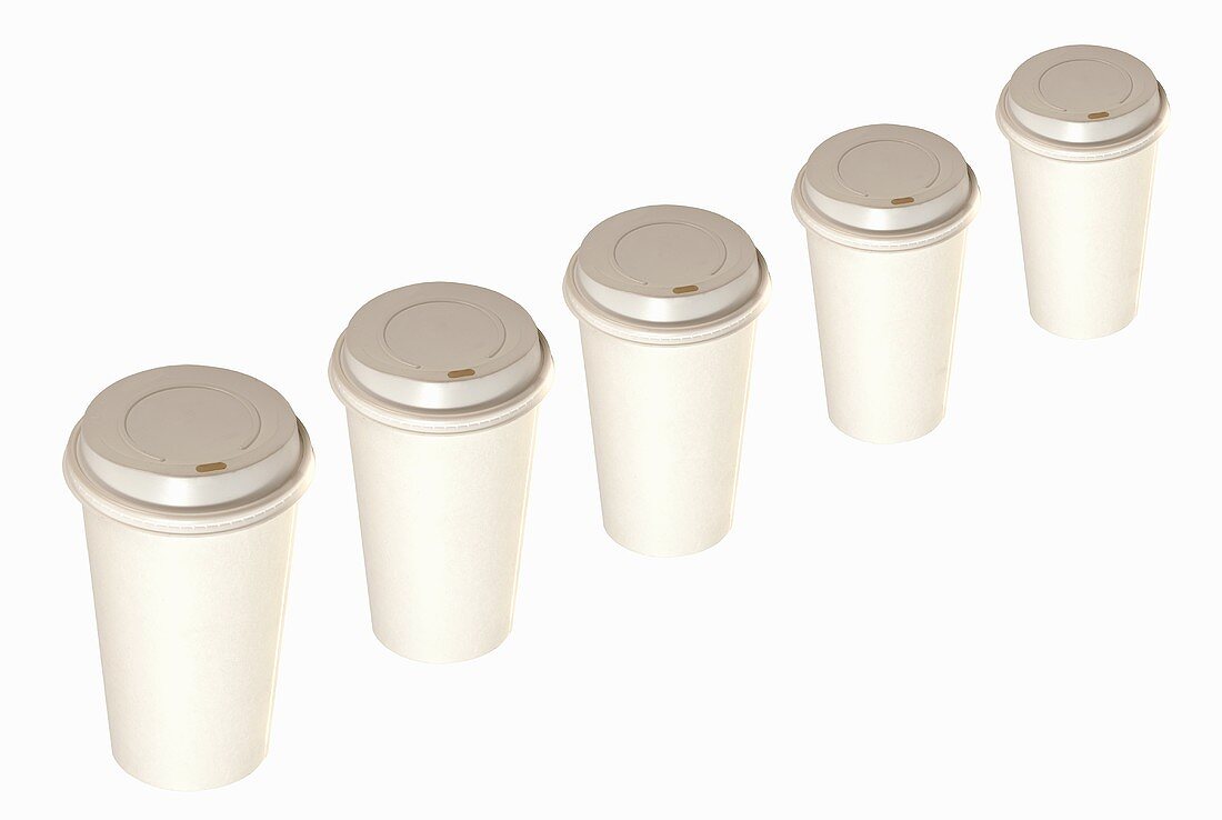 Five paper cups