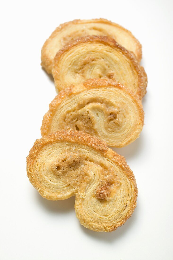 Several palmiers (puff pastry biscuits)