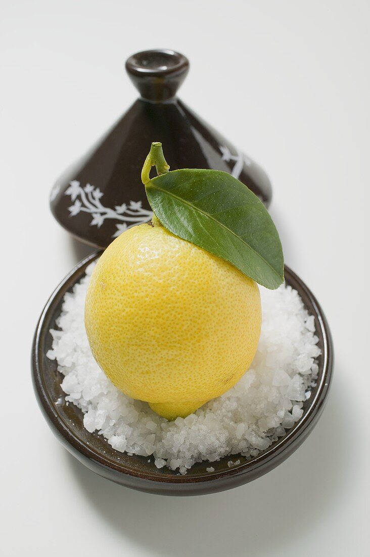 Lemon on sea salt