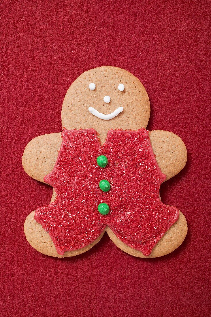 Gingerbread man with red sugar clothing