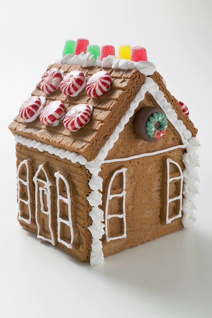 Gingerbread house with peppermints