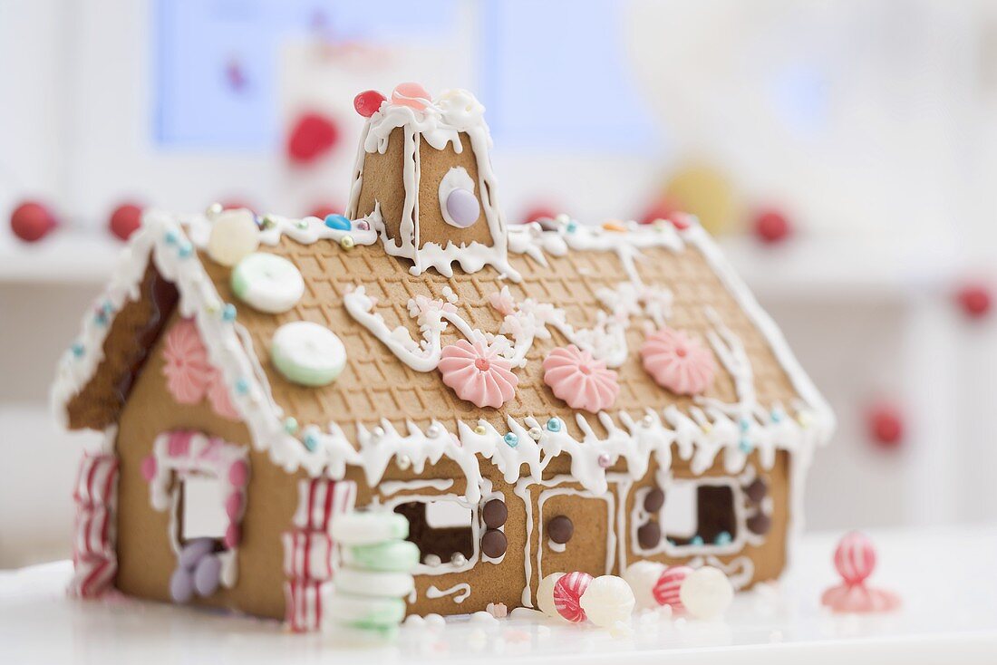 Decorated gingerbread house