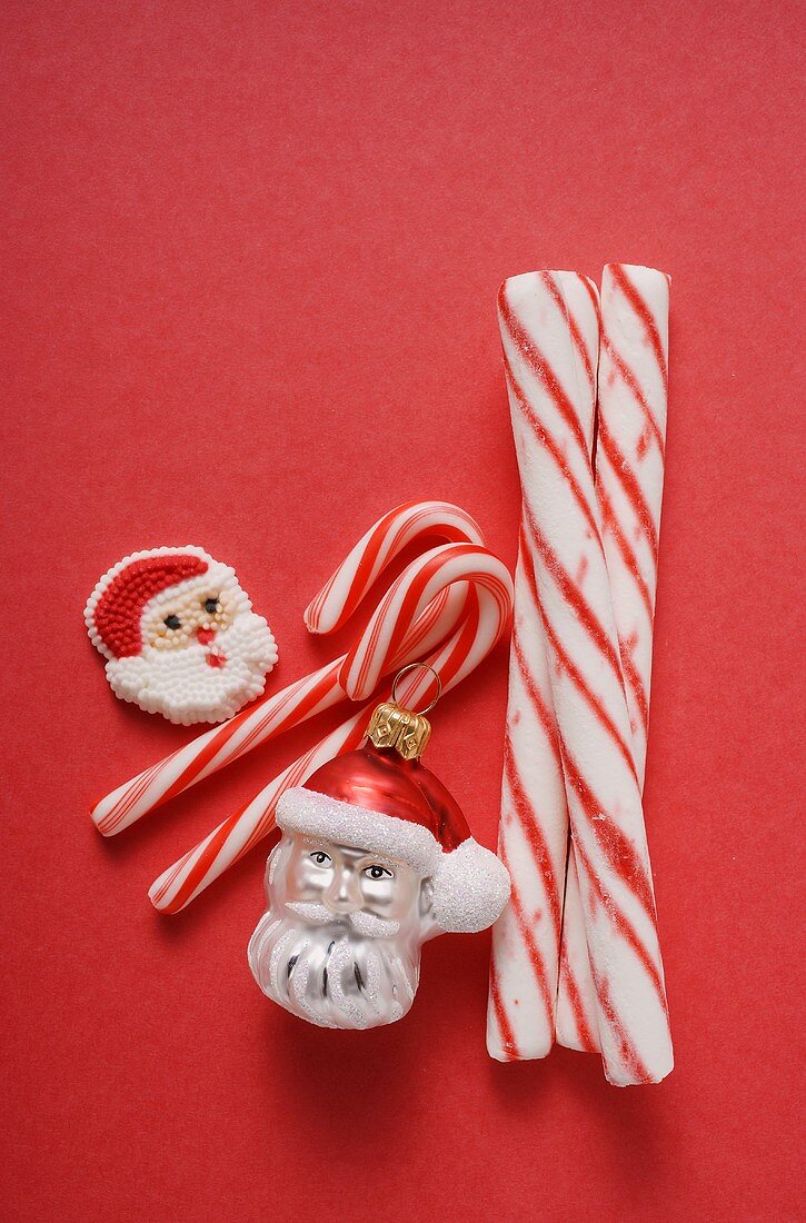 Father Christmas biscuit, candy canes & Christmas tree ornament