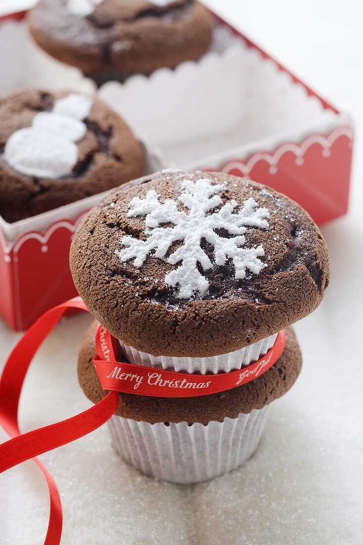 Four chocolate muffins for Christmas