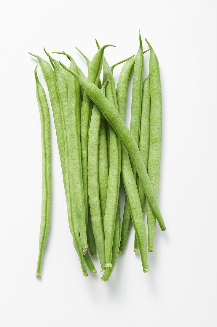 Several green beans (overhead view)