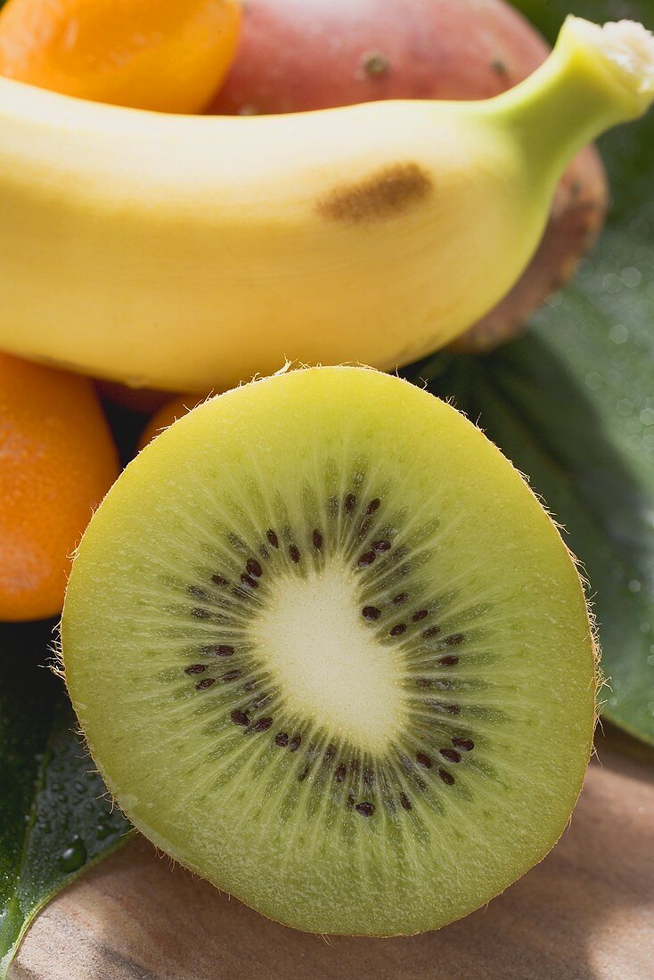 Exotic fruit still life with kiwi fruit