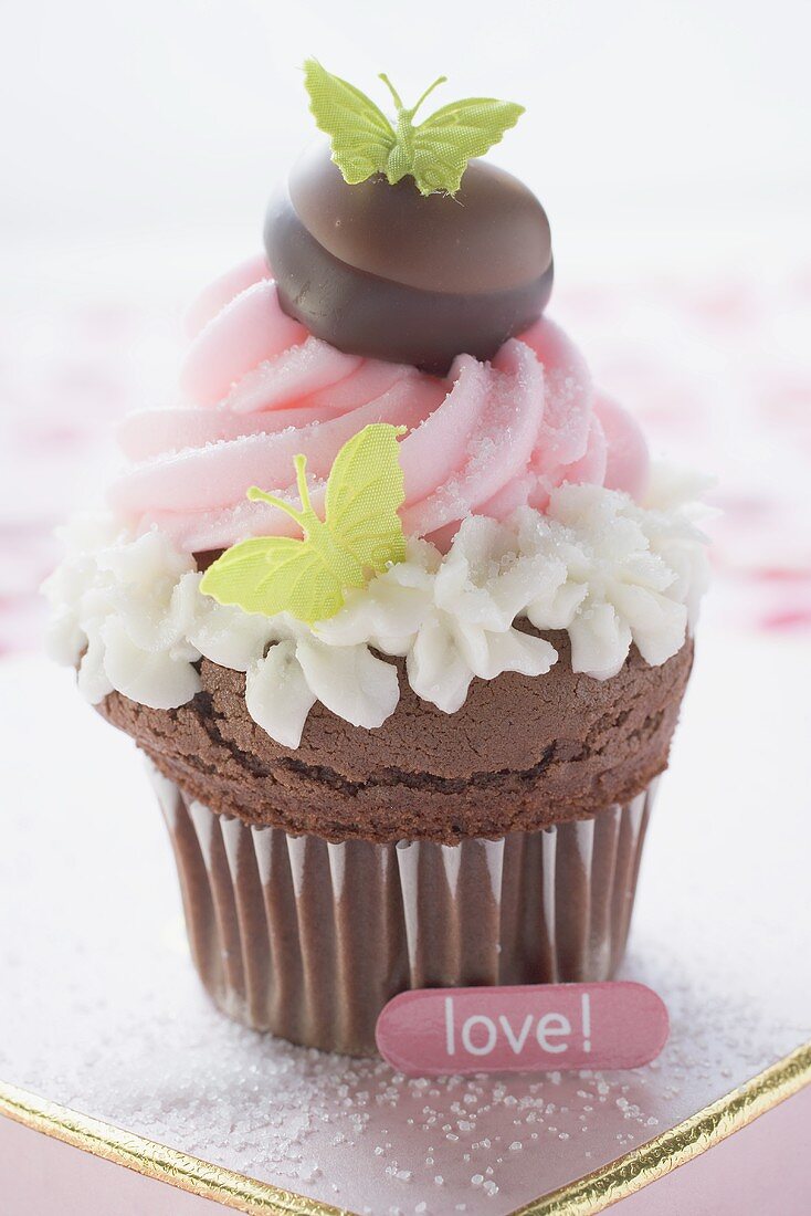 Cupcake for Valentine's Day on chocolate box