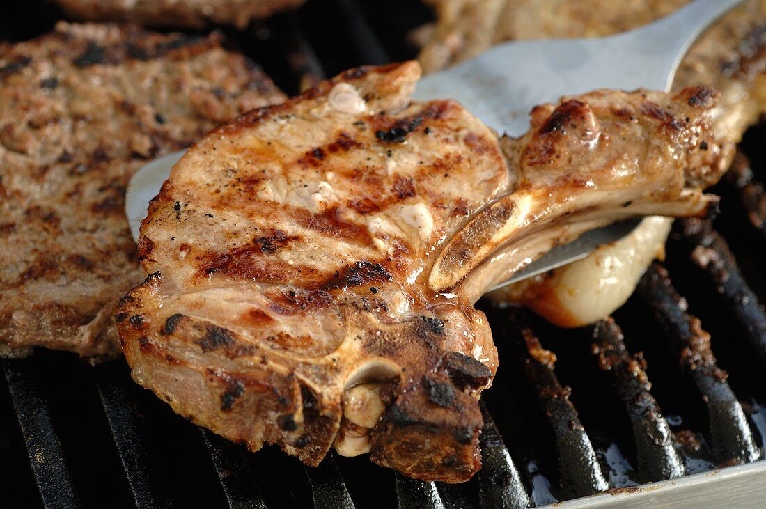 Pork chop on barbecue