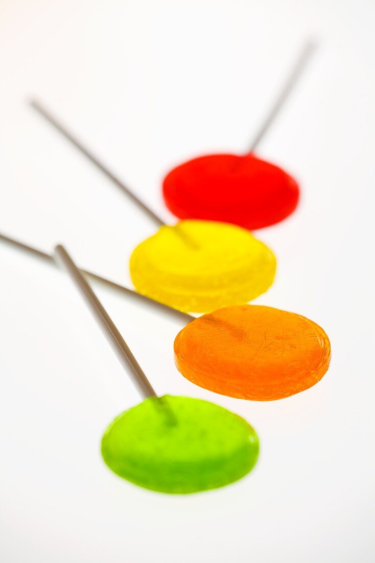 Four coloured lollipops
