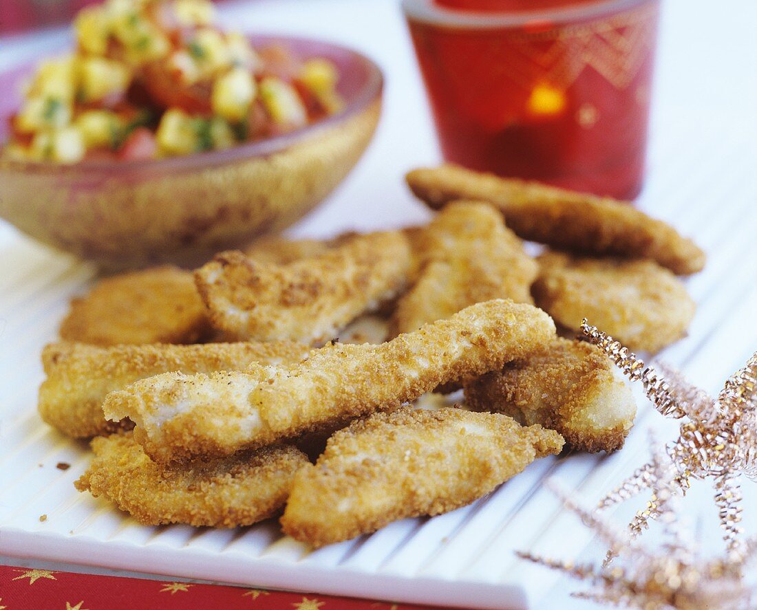 Breaded chicken strips (party food)