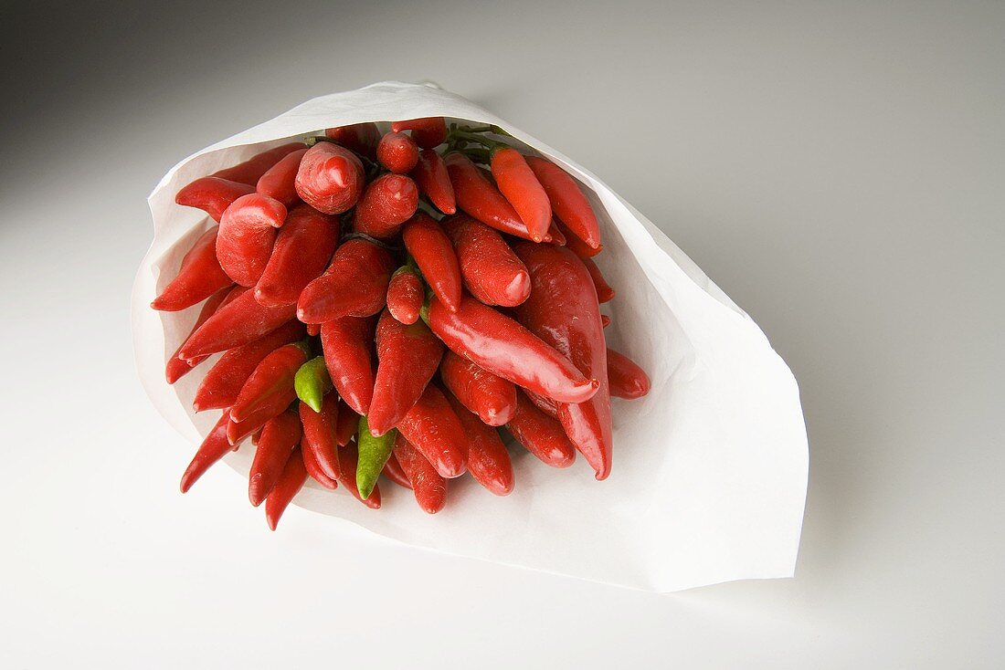 Red chillies in paper cone