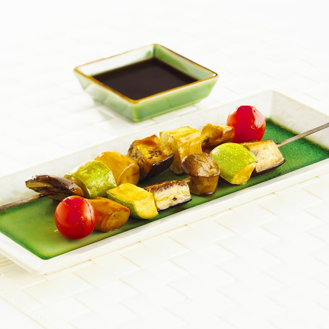 Vegetable kebabs with soy sauce