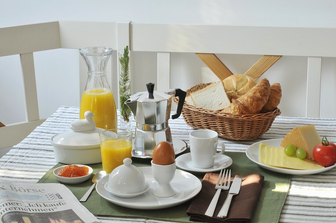 Breakfast table with espresso pot