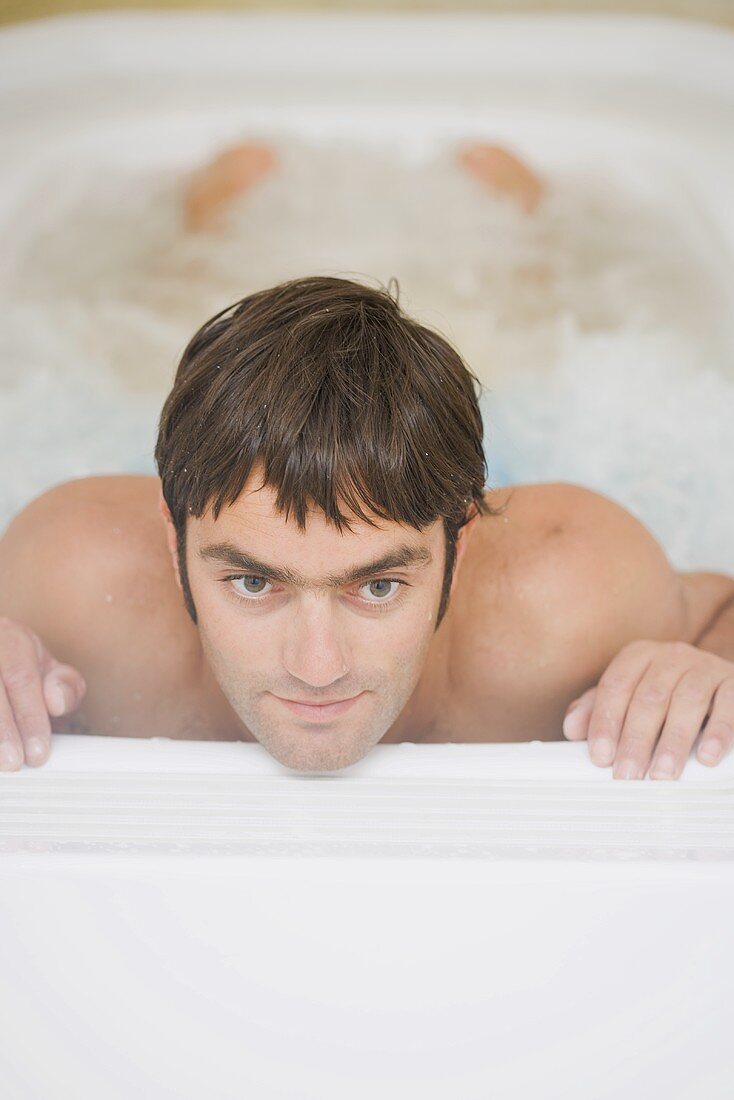 Young man in a whirlpool