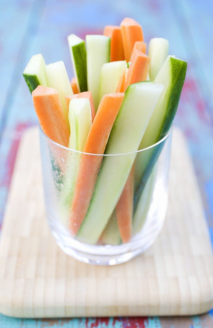Vegetable sticks in a glass