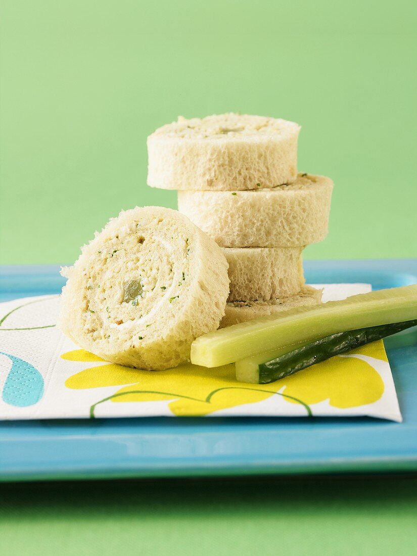 Egg pinwheel sandwiches with celery