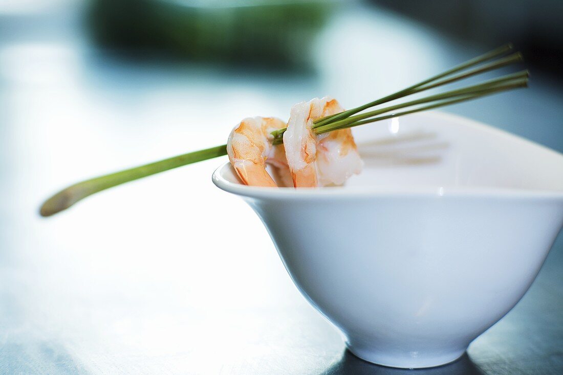 Shrimps on lemon grass