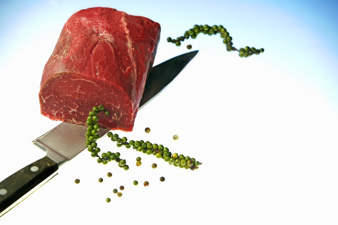 Beef fillet with green peppercorns