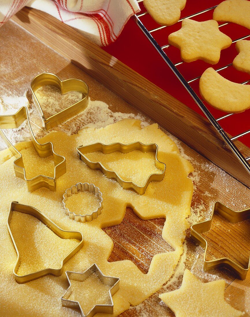 Biscuit dough with cutters