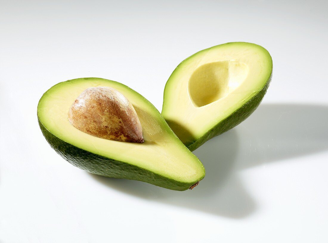A halved avocado