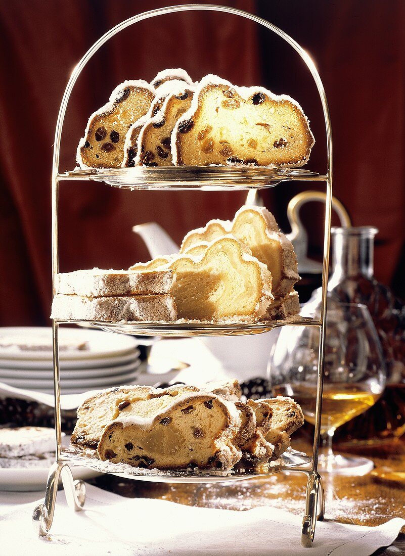 Christmas stollen with raisins and marzipan stollen