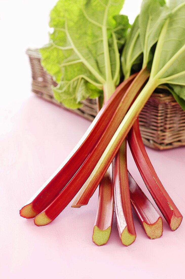 Rhubarb on a basket