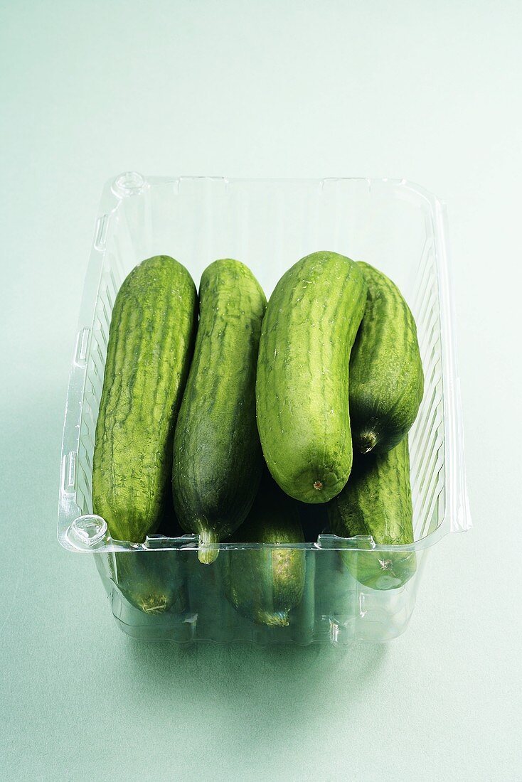 Cucumbers in a Plastic Container