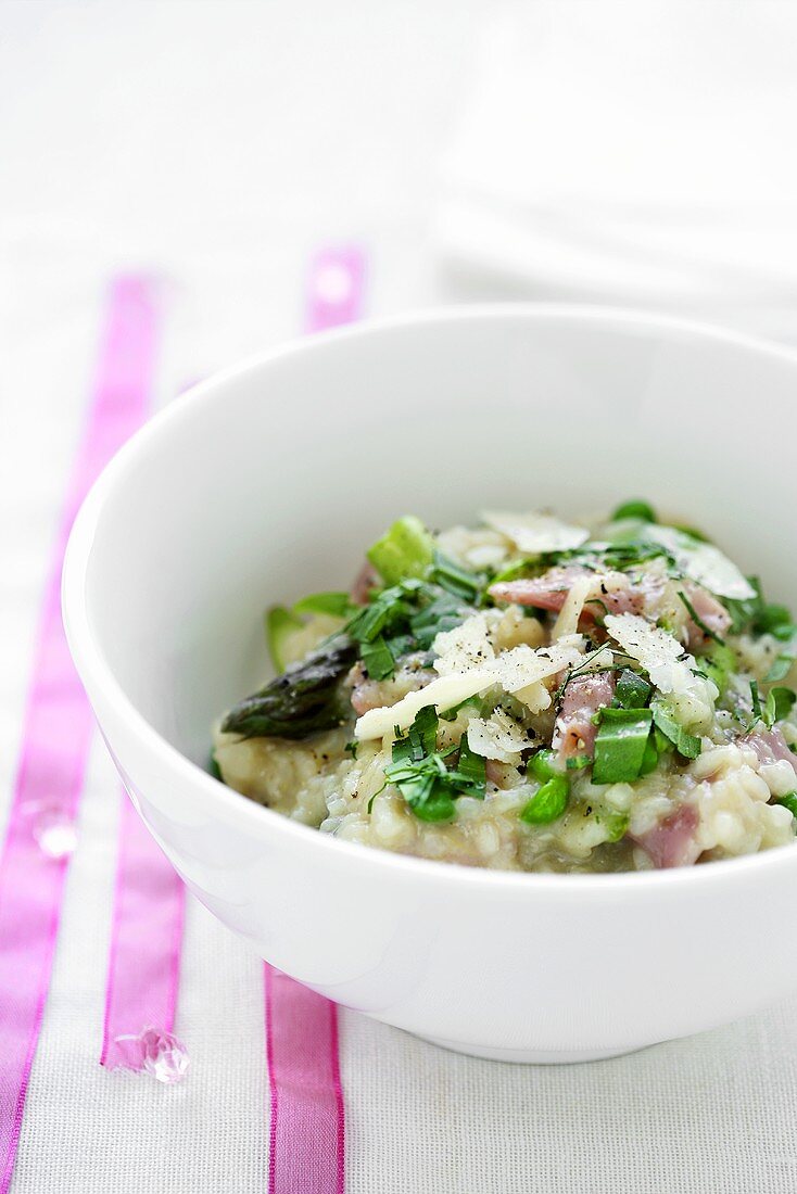 Risotto with ham and peas