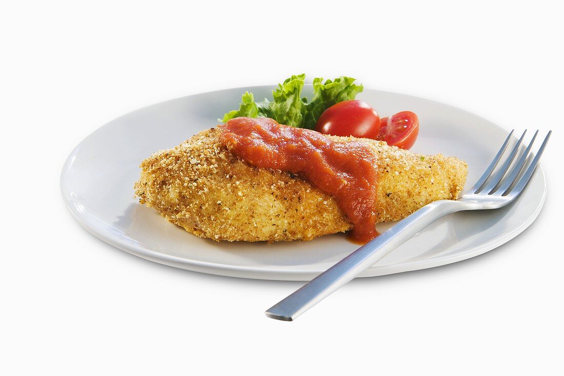 Breaded Baked Chicken Breast with Tomato Sauce