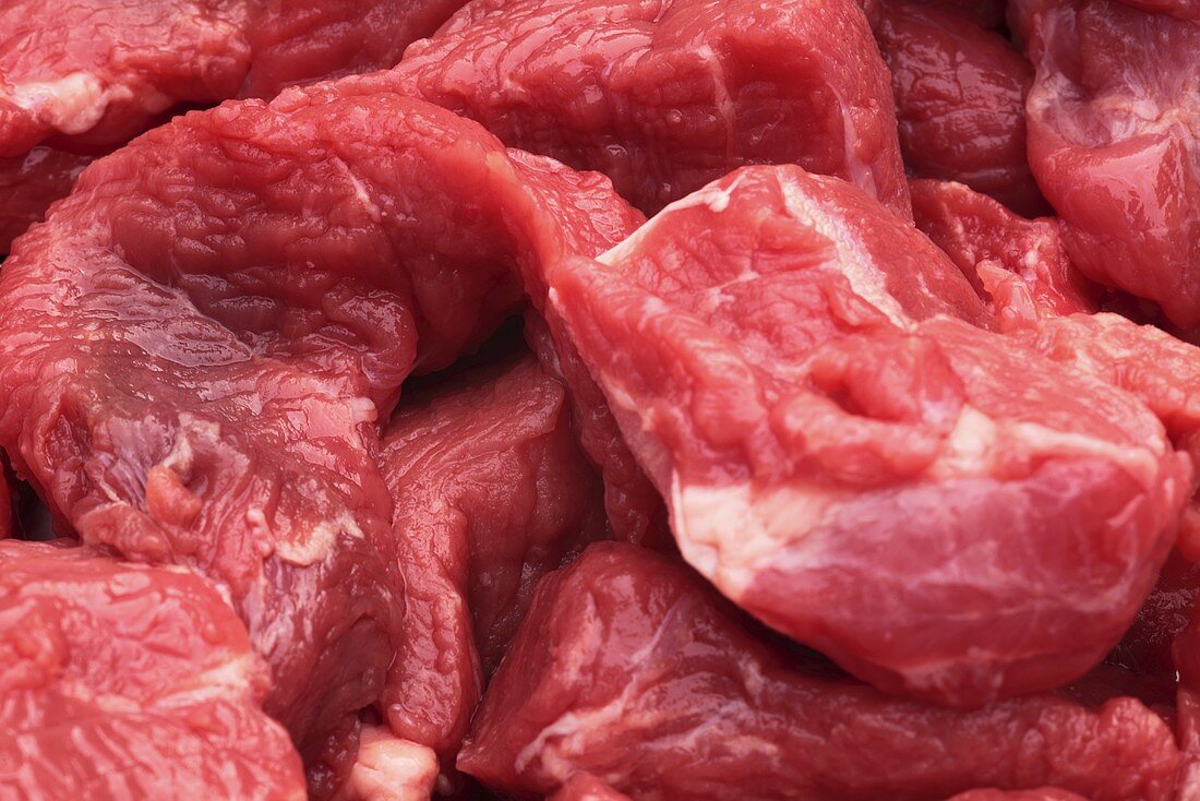 Diced beef (close-up)