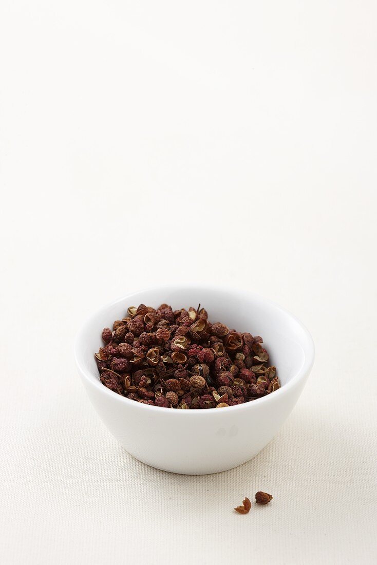 A bowl of Sichuan peppercorns