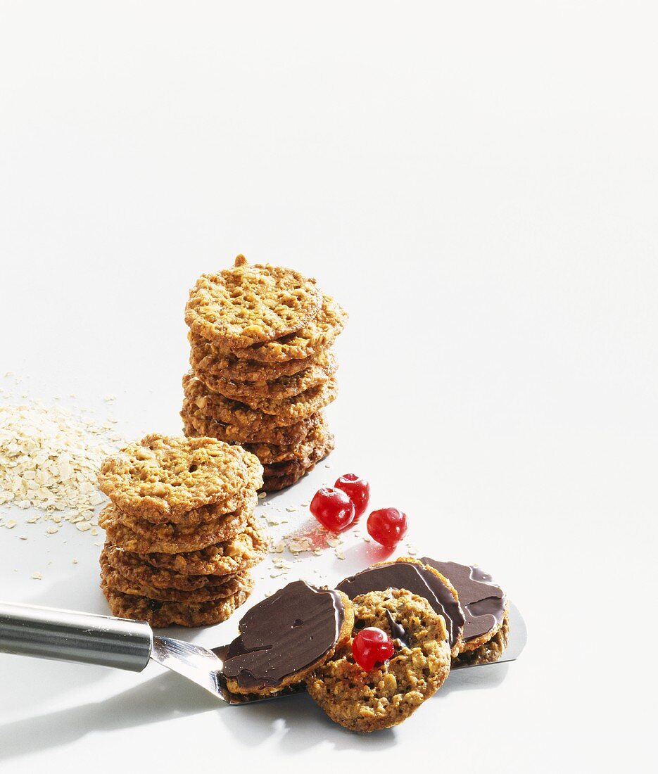 Oat biscuits with chocolate