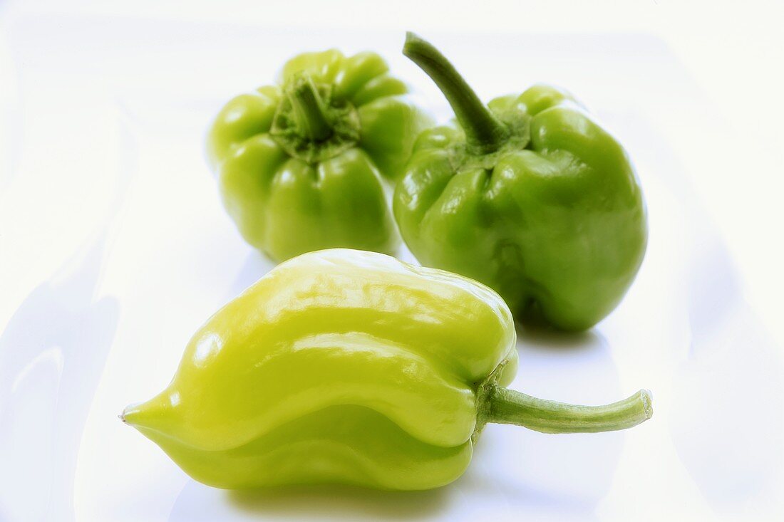 Three green peppers