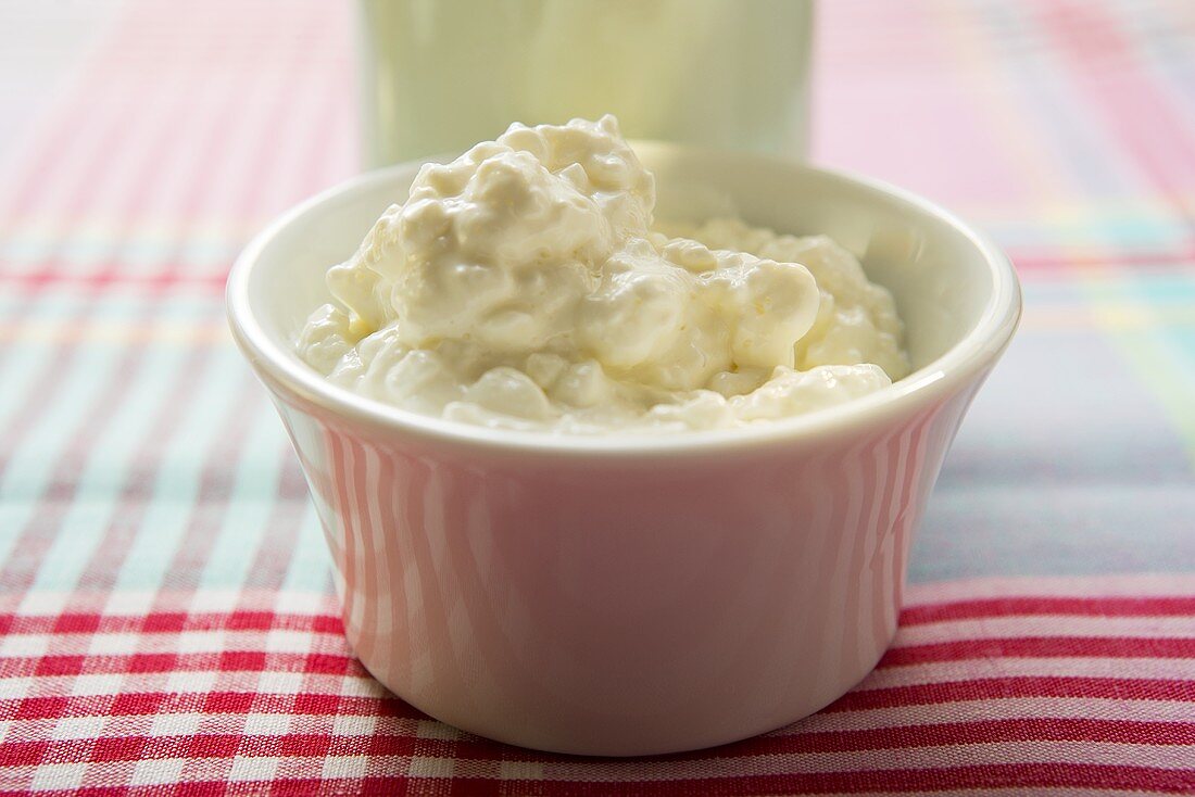 Cottage cheese in a small bowl
